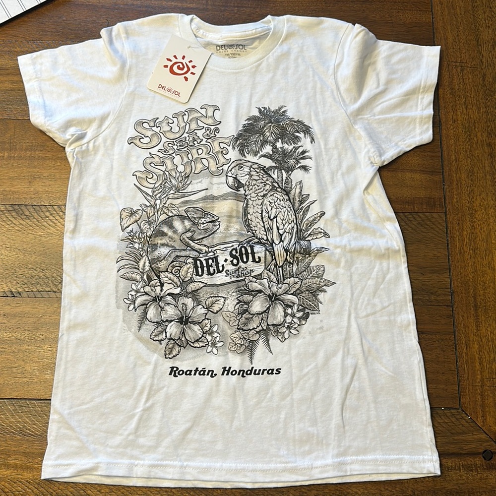 DEL SOL T-SHIRT YOUTH MEDIUM WHITE PIRATES
